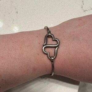 James Avery Sterling Silver Hook on Double Heart Link Bracelet